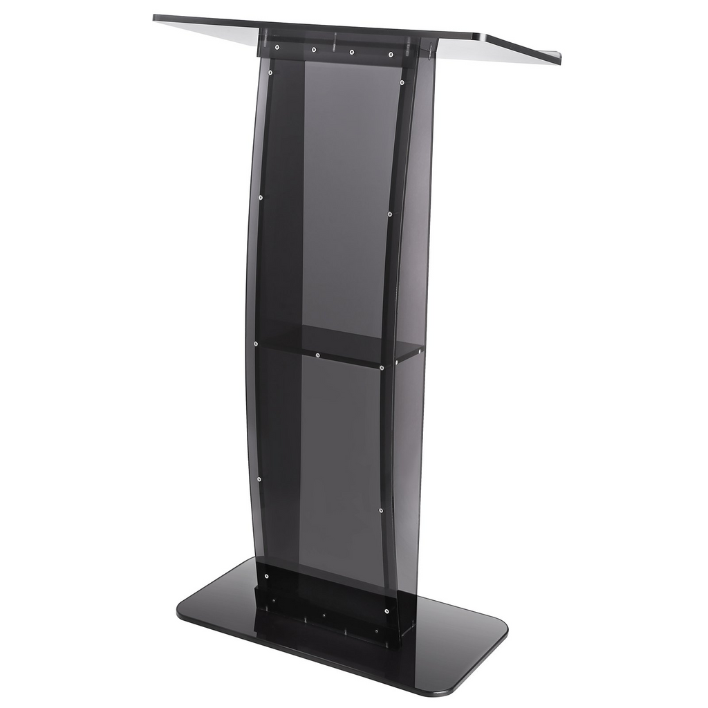 Podio acrílico VEVOR, soporte de podio acrílico de 47" con amplia superficie de lectura y estante de almacenamiento.