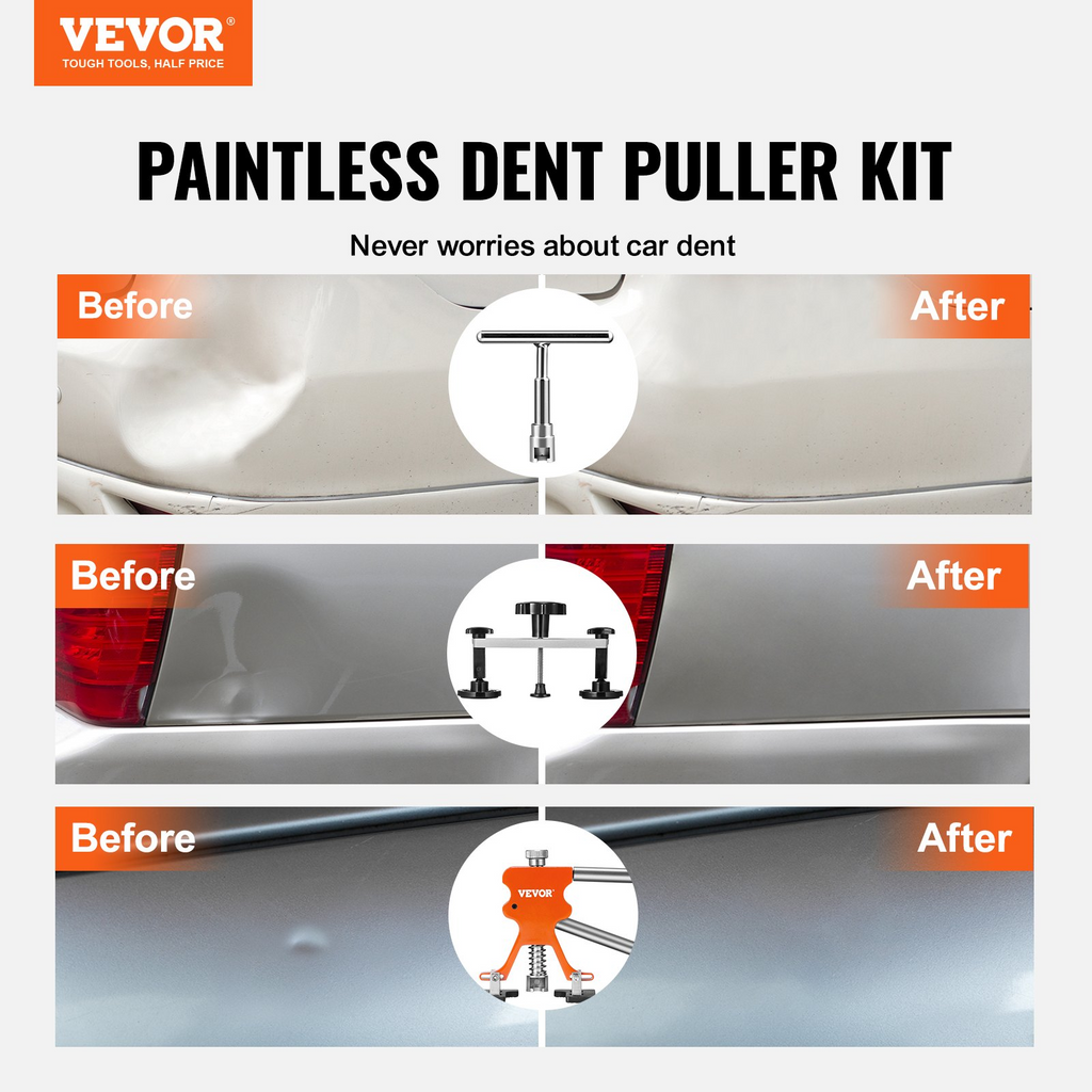 VEVOR - Kit de reparación para quitar abolladuras de carrocería de coche, herramienta elevadora de puentes, eliminador de granizo sin pintura