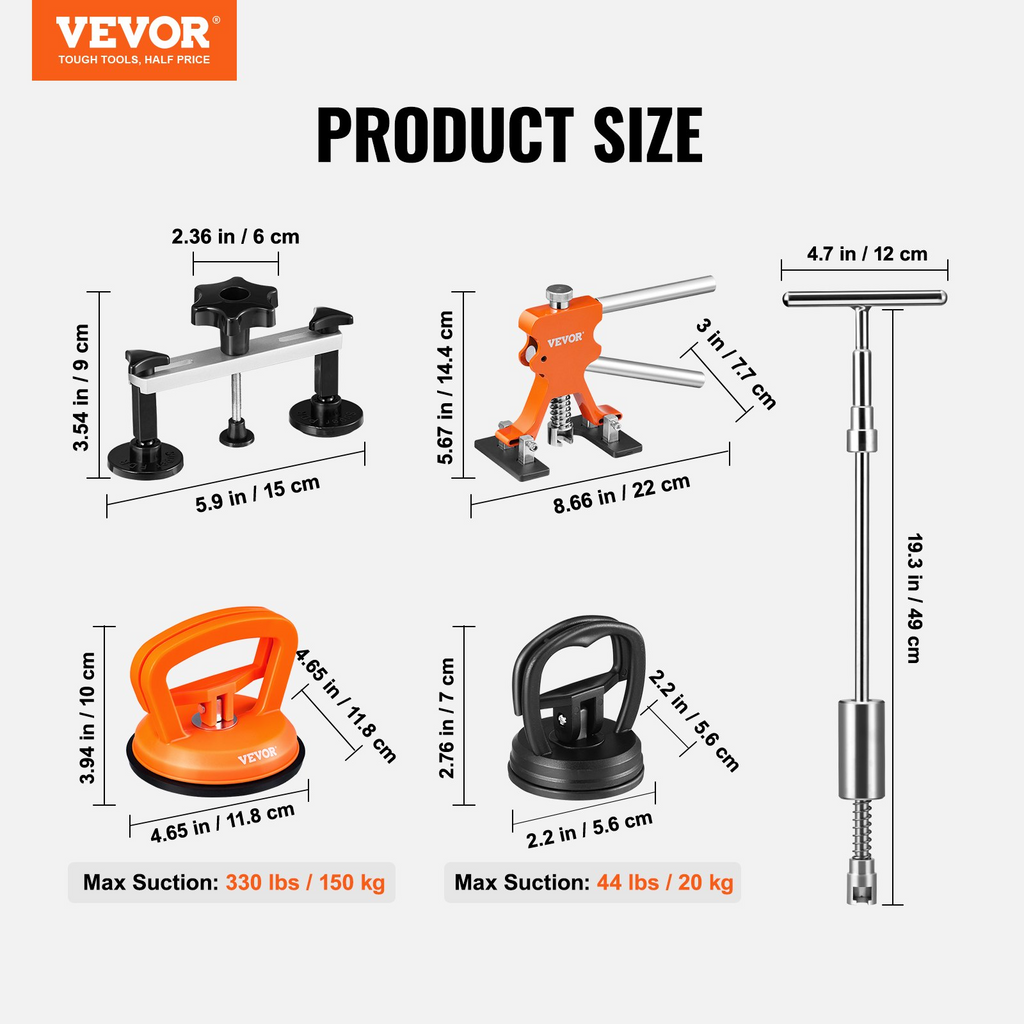 VEVOR - Kit de reparación para quitar abolladuras de carrocería de coche, herramienta elevadora de puentes, eliminador de granizo sin pintura