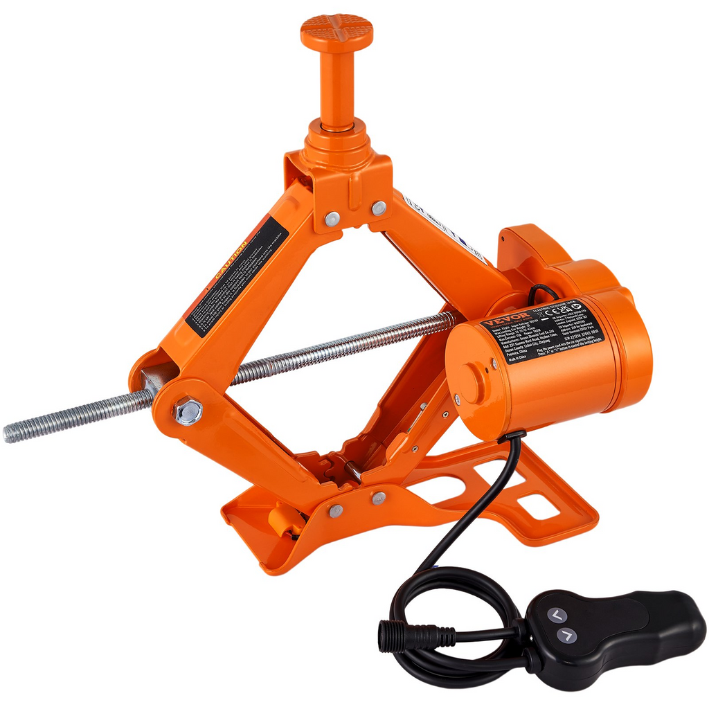 Gato eléctrico para coche VEVOR de tijera de 3 toneladas/6600 libras automático de 12 V con doble montura y control remoto