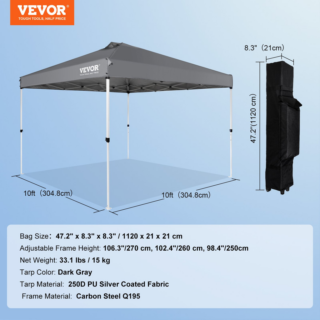 VEVOR Carpa plegable de 10 x 10 pies