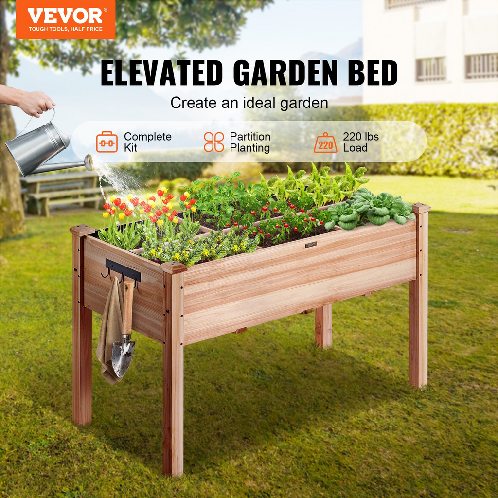 VEVOR - Macetero elevado de madera para jardín 120 x 57 x 76 cm