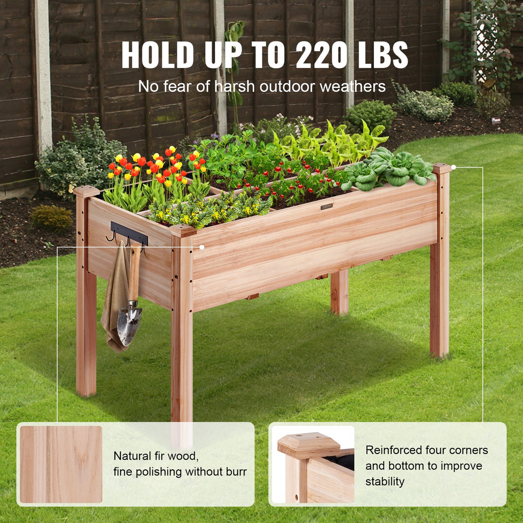 VEVOR - Macetero elevado de madera para jardín 120 x 57 x 76 cm