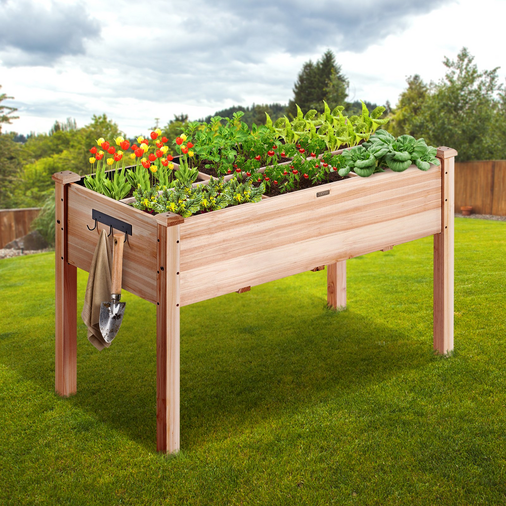 VEVOR - Macetero elevado de madera para jardín 120 x 57 x 76 cm