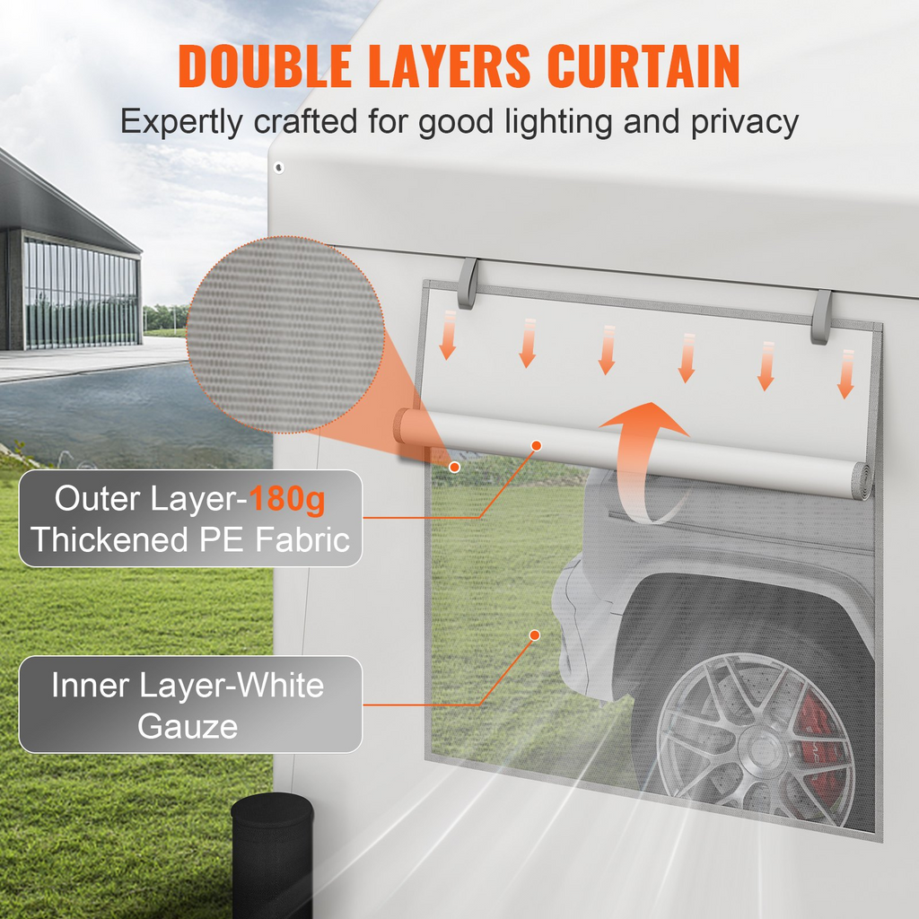 VEVOR toldo resistente para automóvil de 12 x 20 pies con ventanas ventiladas enrollables