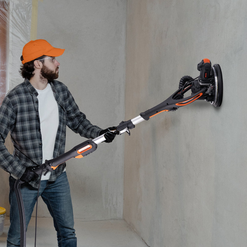 Lijadora de paneles de yeso VEVOR con motor de cepillo de 900 W velocidad variable de 800 a 1800 RPM y autosucción