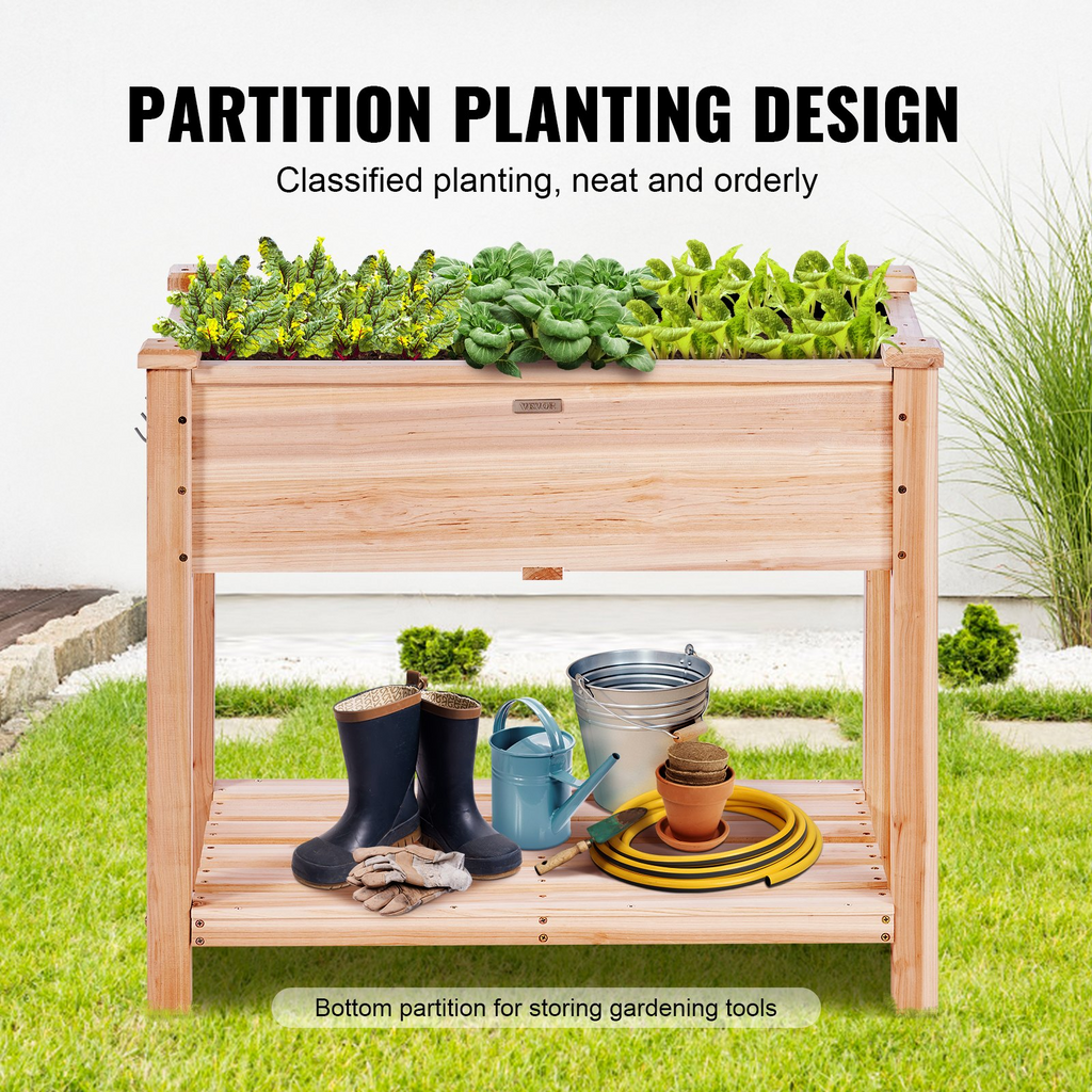 VEVOR - Macetero elevado de madera para jardín 33,9 x 18,1 x 30 pulgadas