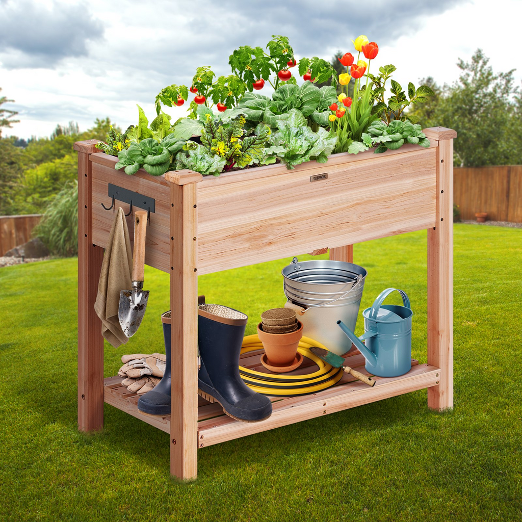 VEVOR - Macetero elevado de madera para jardín 33,9 x 18,1 x 30 pulgadas