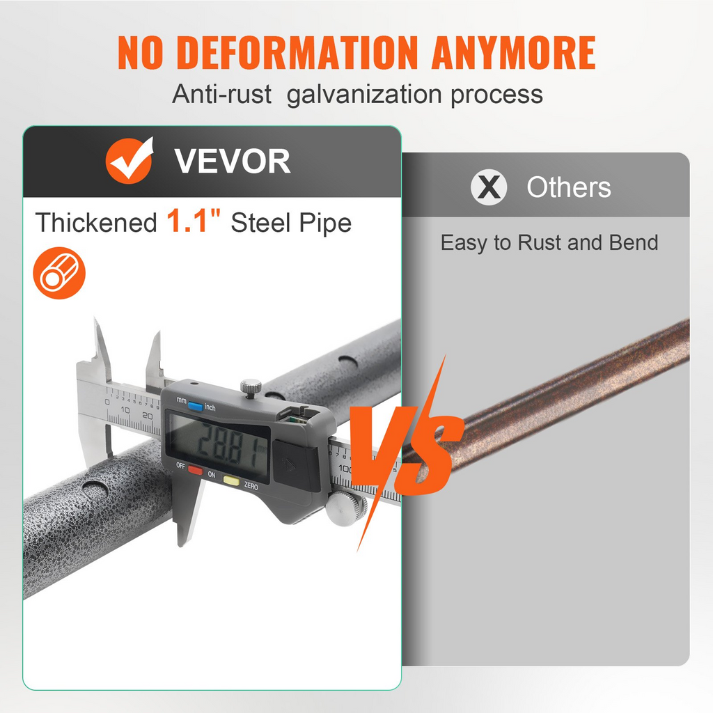 Barra de carga VEVOR de carga de acero resistente ajustable de 40" a 73" capacidad de 220 lb