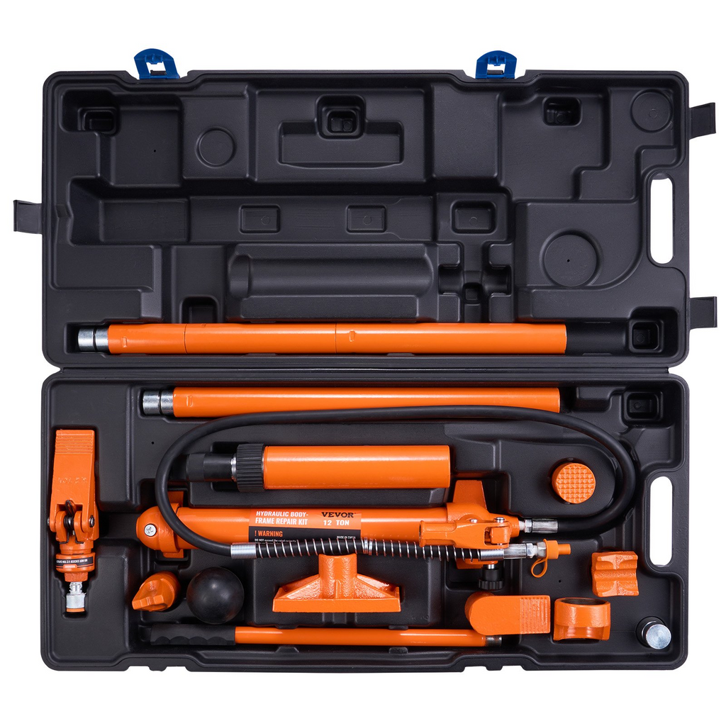 VEVOR Kit de potencia portátil de 12 toneladas con bomba y manguera de aceite de 4,6 pies/1,4 m (26 455 libras)