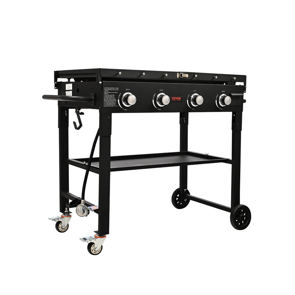 Plancha comercial VEVOR sobre carrito de 36" 4 quemadores - 60 000 BTU