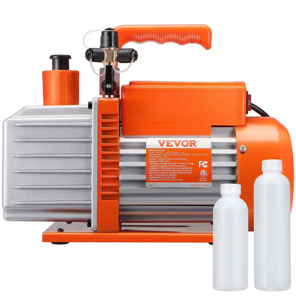 Bomba de vacío VEVOR de 5 CFM para aire acondicionado, bomba de vacío de paletas rotativas de 2 etapas para HVAC JH2