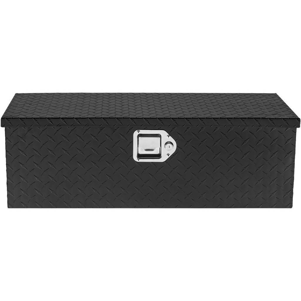 Caja de herramientas de aluminio resistente para caja de camión con placa de diamante con asa lateral y llaves de bloqueo