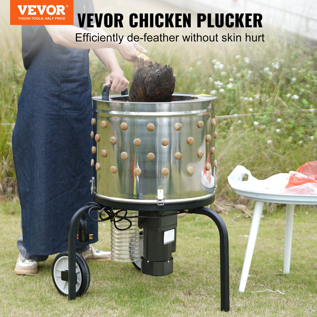 Desplumadora de pollos VEVOR de 20 pulgadas con 108 dedos suaves 500 W