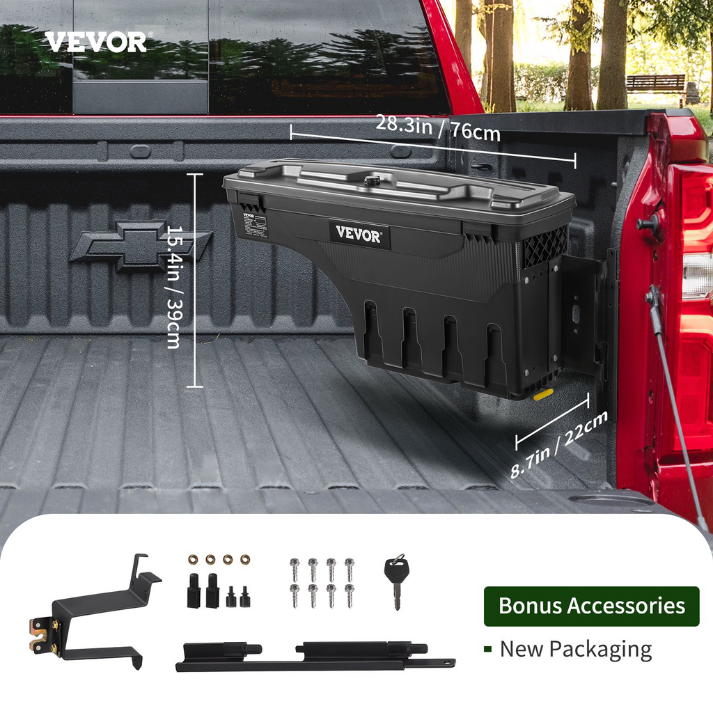 VEVOR Caja de almacenamiento para caja de camioneta para hueco de rueda de 6,6 galones/20 l compatible con Chevrolet Silverado 1500 GMC Sierra 1500 2019-2021