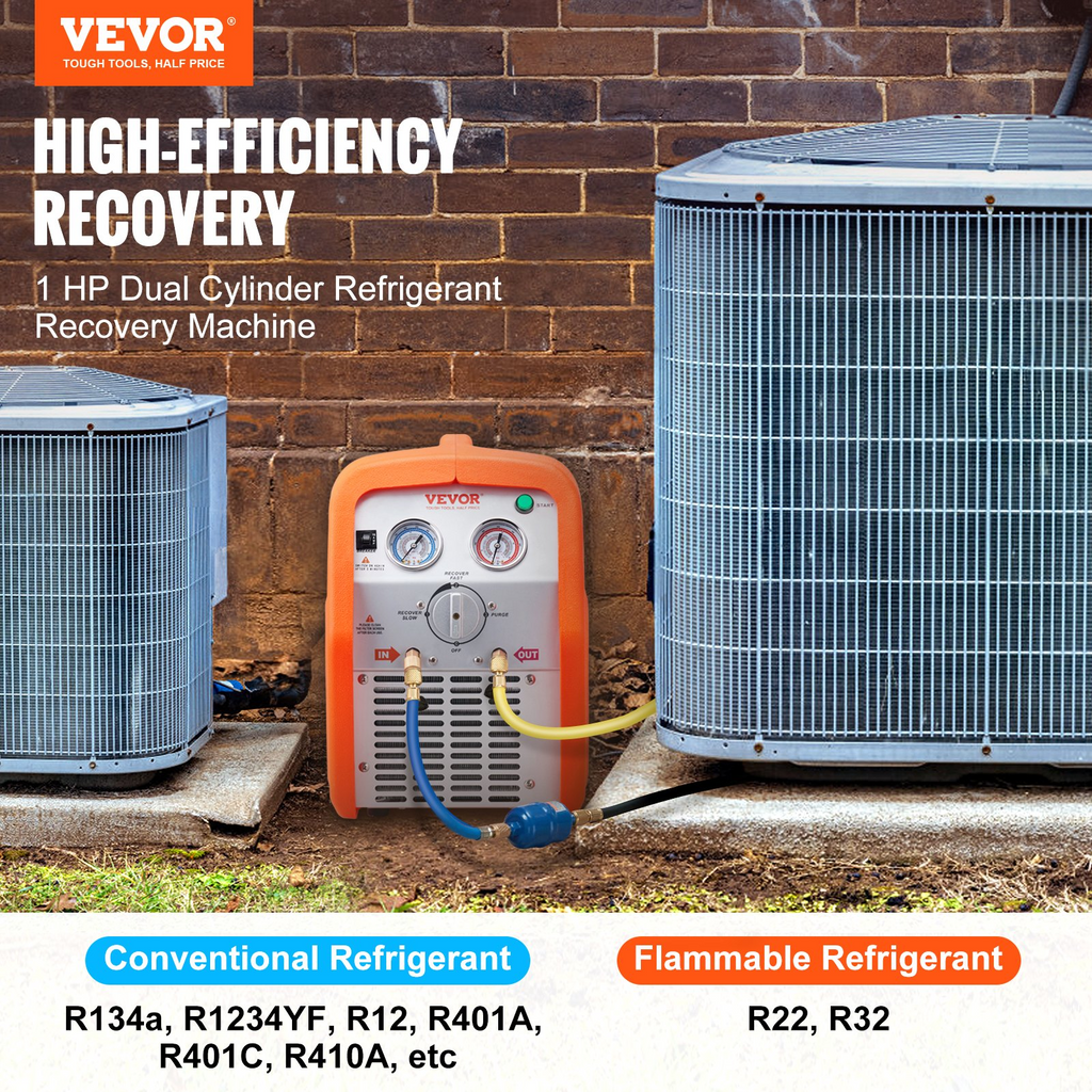 Máquina de recuperación de refrigerante VEVOR de 1 HP 120 V 60 Hz
