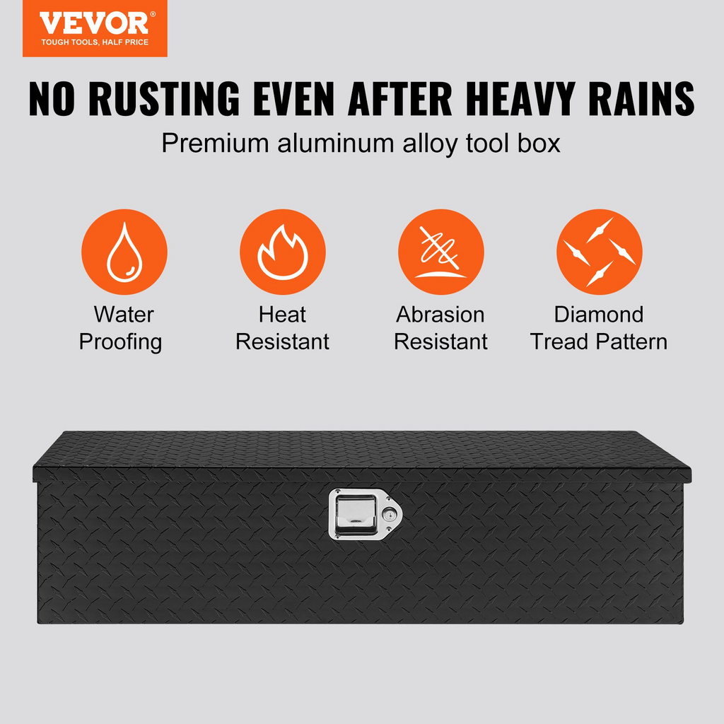 Caja de herramientas de aluminio resistente para caja de camión  remolque 39 x 13 x 10 pulgadas color negro