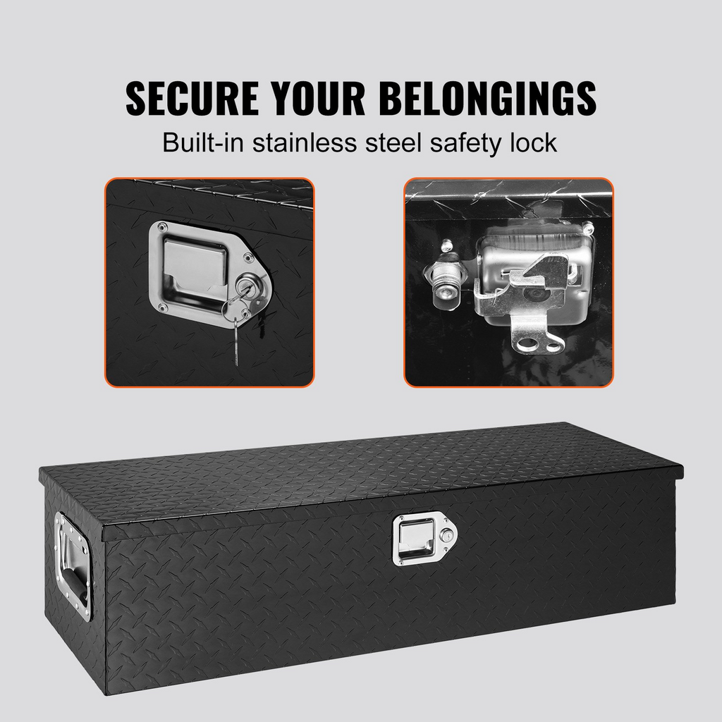 Caja de herramientas de aluminio resistente para caja de camión  remolque 39 x 13 x 10 pulgadas color negro