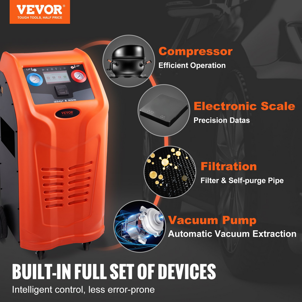 Máquina de recuperación de refrigerante completamente automática VEVOR