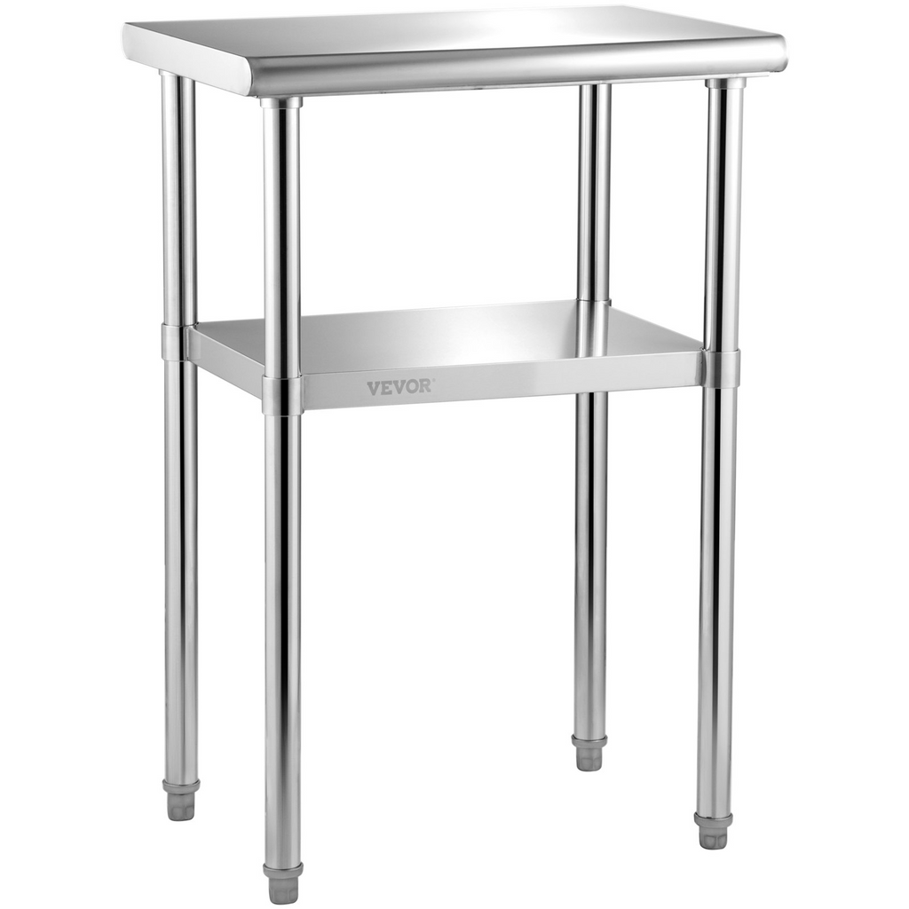 Mesa de preparación de acero inoxidable VEVOR 24 x 18 x 36 pulgadas capacidad de carga de 600 libras