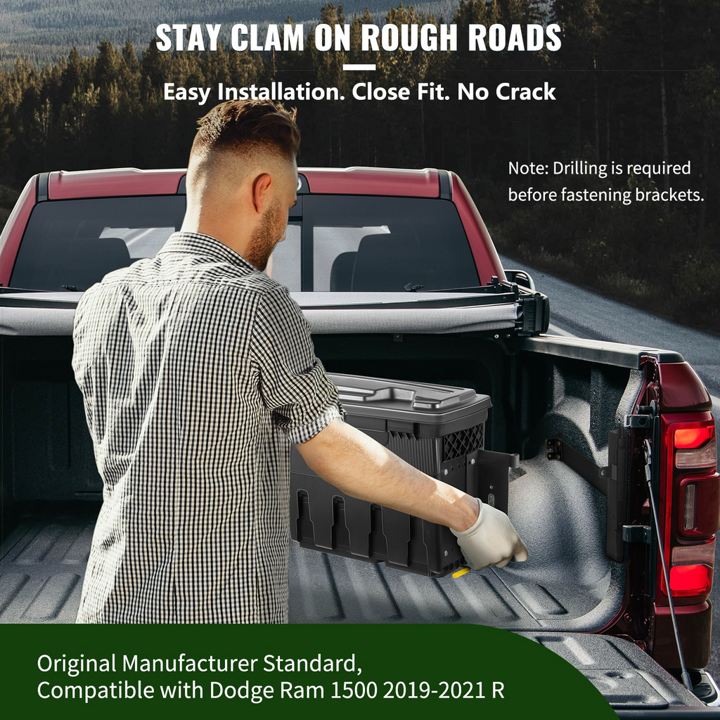 Caja de almacenamiento para caja de camioneta tapa con cerradura impermeable ABS para hueco de rueda de 6,6 galones/20 l con candado con contraseña compatible con Dodge Ram 1500 2019-2021