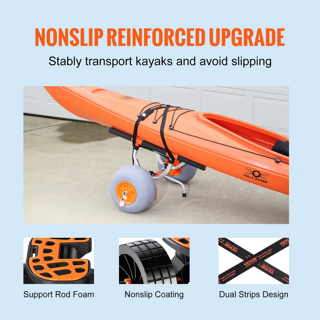 Carrito para kayak de alta resistencia de 12" ancho ajustable de 6,69 a 17,32" capacidad de peso de 350 lb