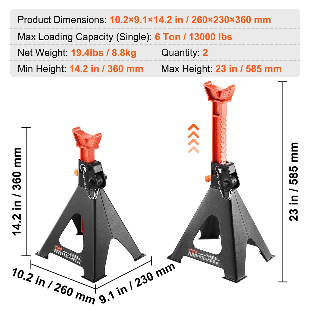 Soportes para gatos para automóvil con capacidad de 6 toneladas (13 000 lb)