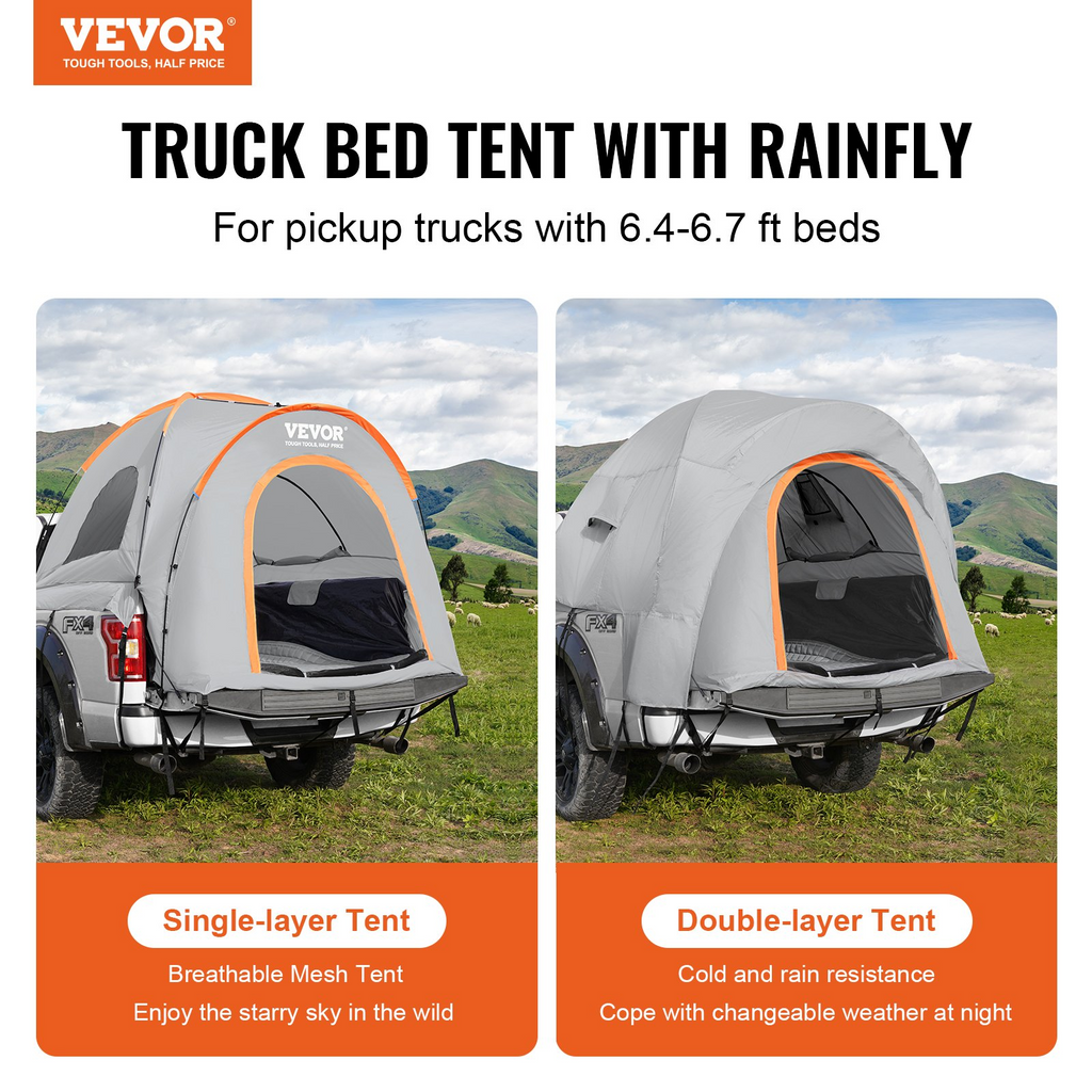 Tienda de campaña para camioneta VEVOR de 6,4 a 6,7 pies con capa de lluvia y bolsa de transporte