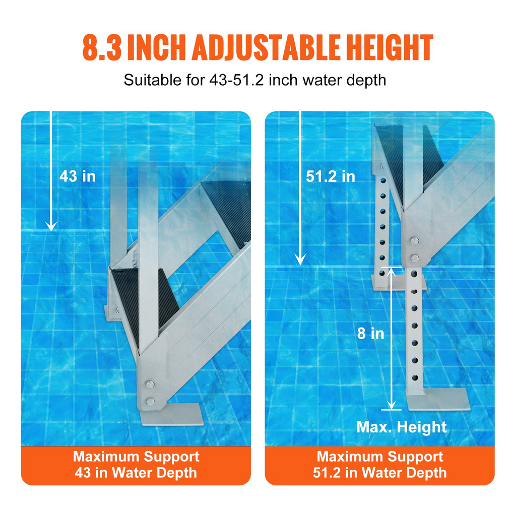 Escalera de muelle VEVOR altura ajustable de 43'' a 51'' capacidad de carga de 500 lb