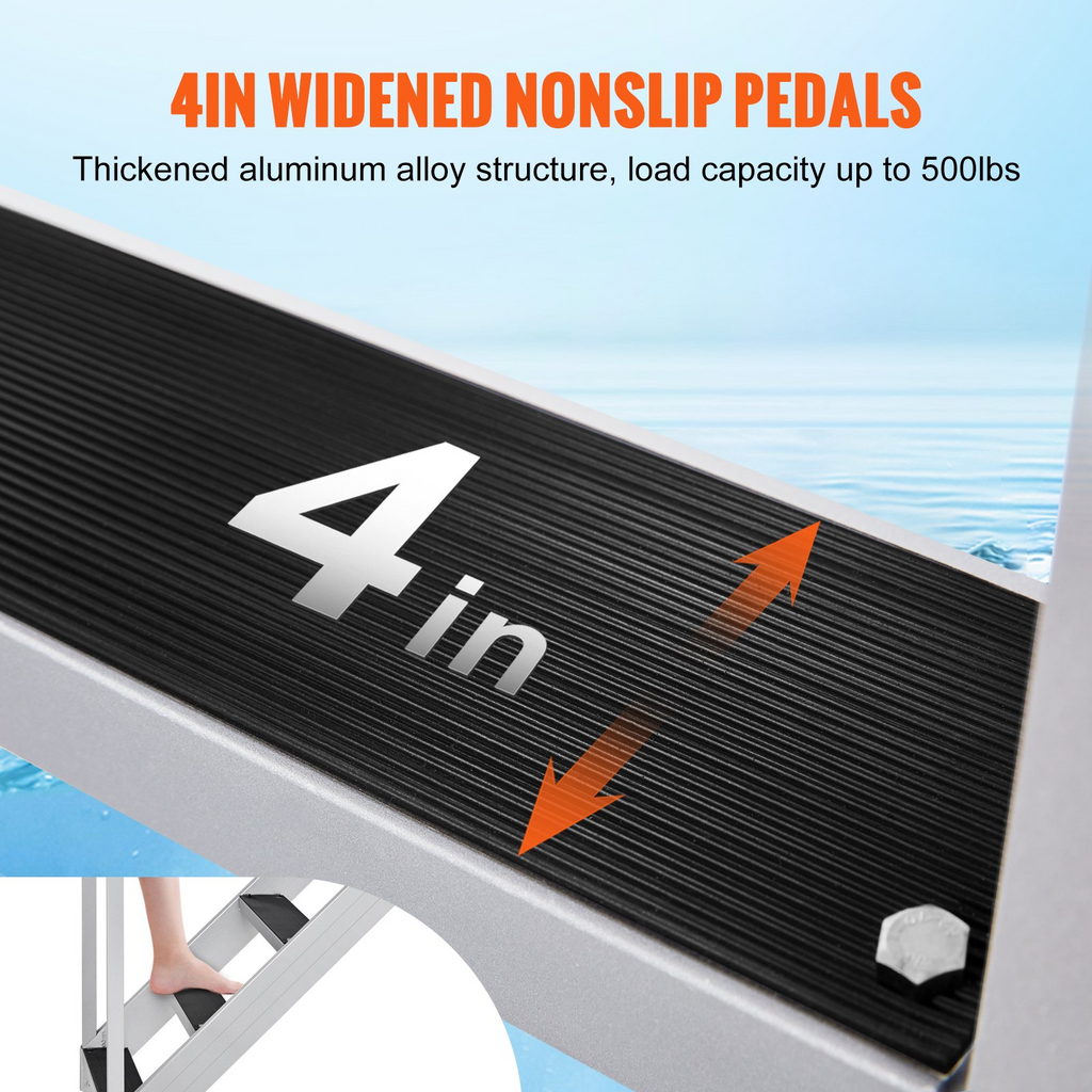 Escalera de muelle VEVOR altura ajustable de 43'' a 51'' capacidad de carga de 500 lb