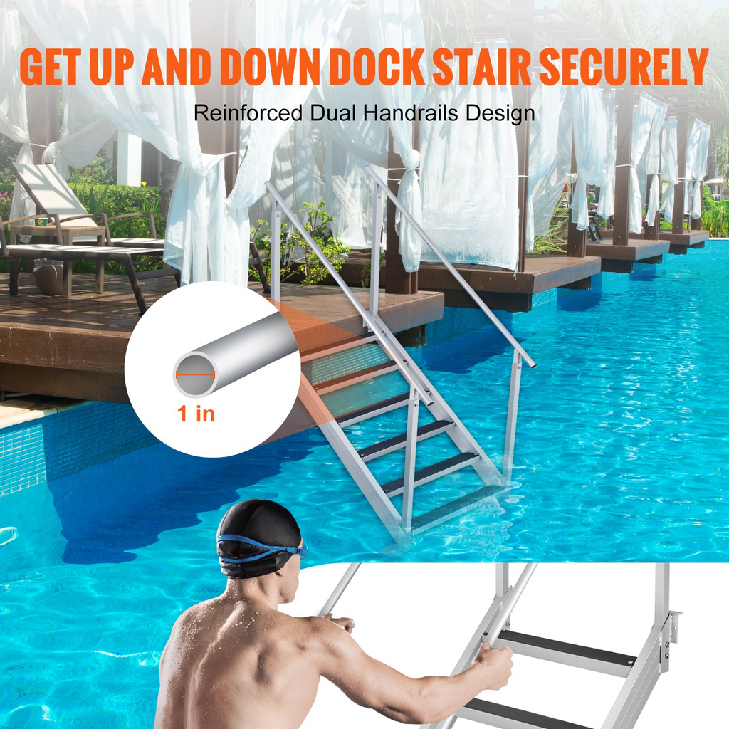 Escalera de muelle VEVOR altura ajustable de 43'' a 51'' capacidad de carga de 500 lb