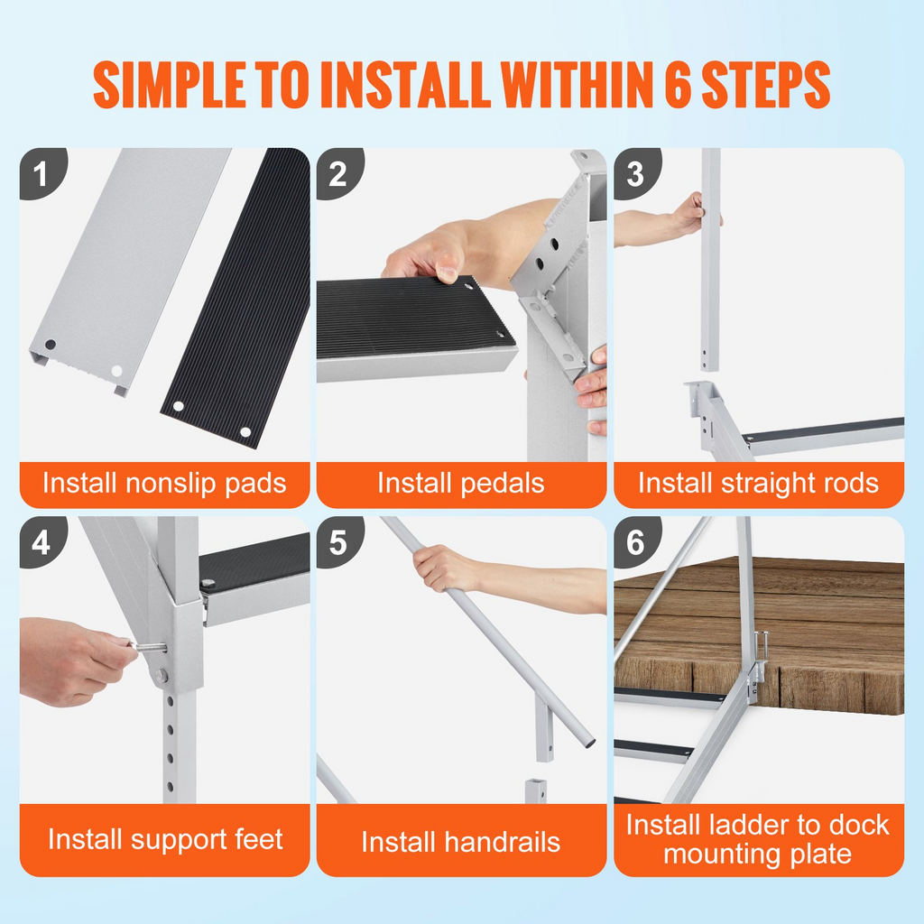 Escalera de muelle VEVOR altura ajustable de 43'' a 51'' capacidad de carga de 500 lb