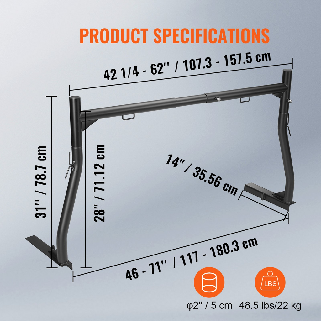 VEVOR - Portaequipajes para camión extensible de 46 a 71 pulgadas capacidad de 800 libras