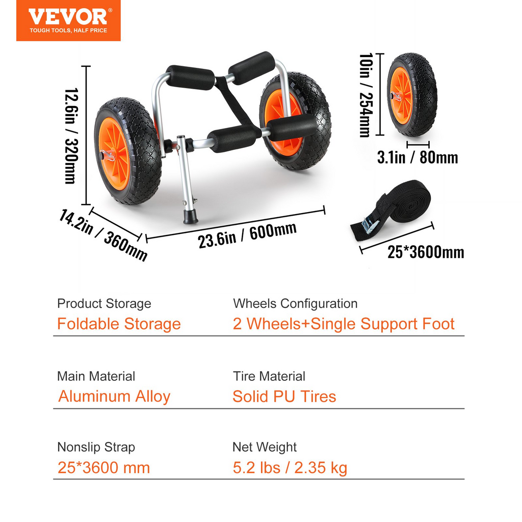 VEVOR - Carrito para kayak de alta resistencia capacidad de carga de 250 libras