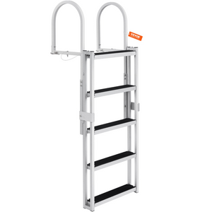 Escalera de muelle VEVOR retráctil 5 escalones capacidad de carga de 350 lb 66,9'' a 78,9'' escalón de 4'' de ancho y tapete de goma