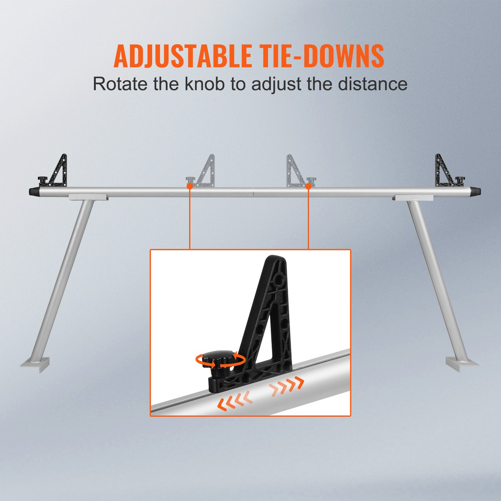 VEVOR - Portaequipajes para camión capacidad de 800 lb 71" x 31" de aluminio para escalera de camión con 8 abrazaderas en C sin perforación