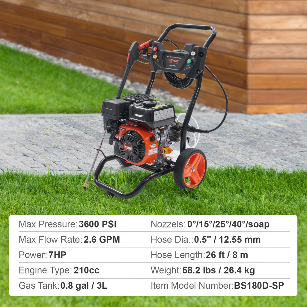 Hidrolavadora a gas VEVOR 3600 PSI 2,6 GPM