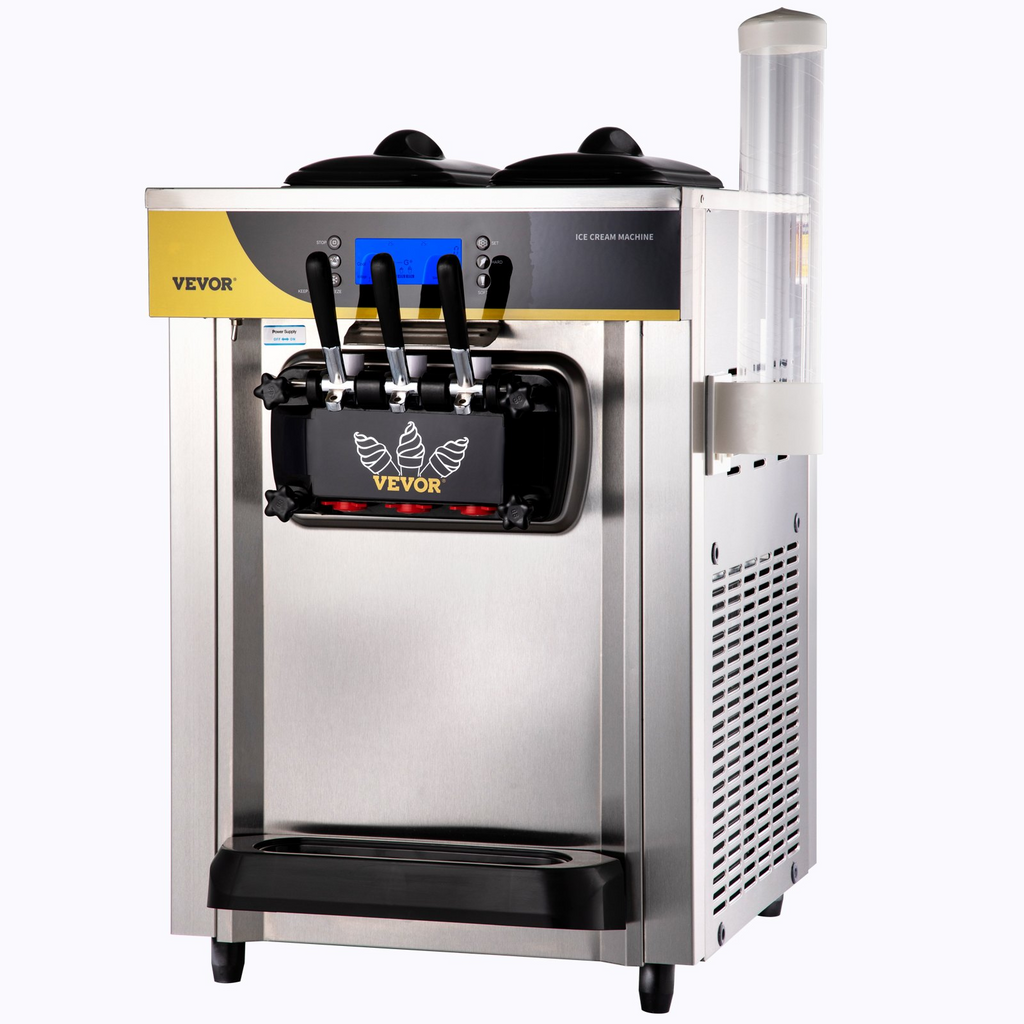 VEVOR - Máquina para hacer helados comerciales de 22-30 l/h 2200 W  con tolva de 2 x 6 l cilindro de 2 l panel LCD