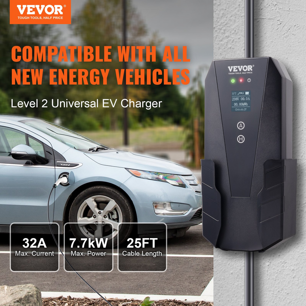 Cargador portátil para vehículos eléctricos VEVOR de nivel 2 32 A 240 V