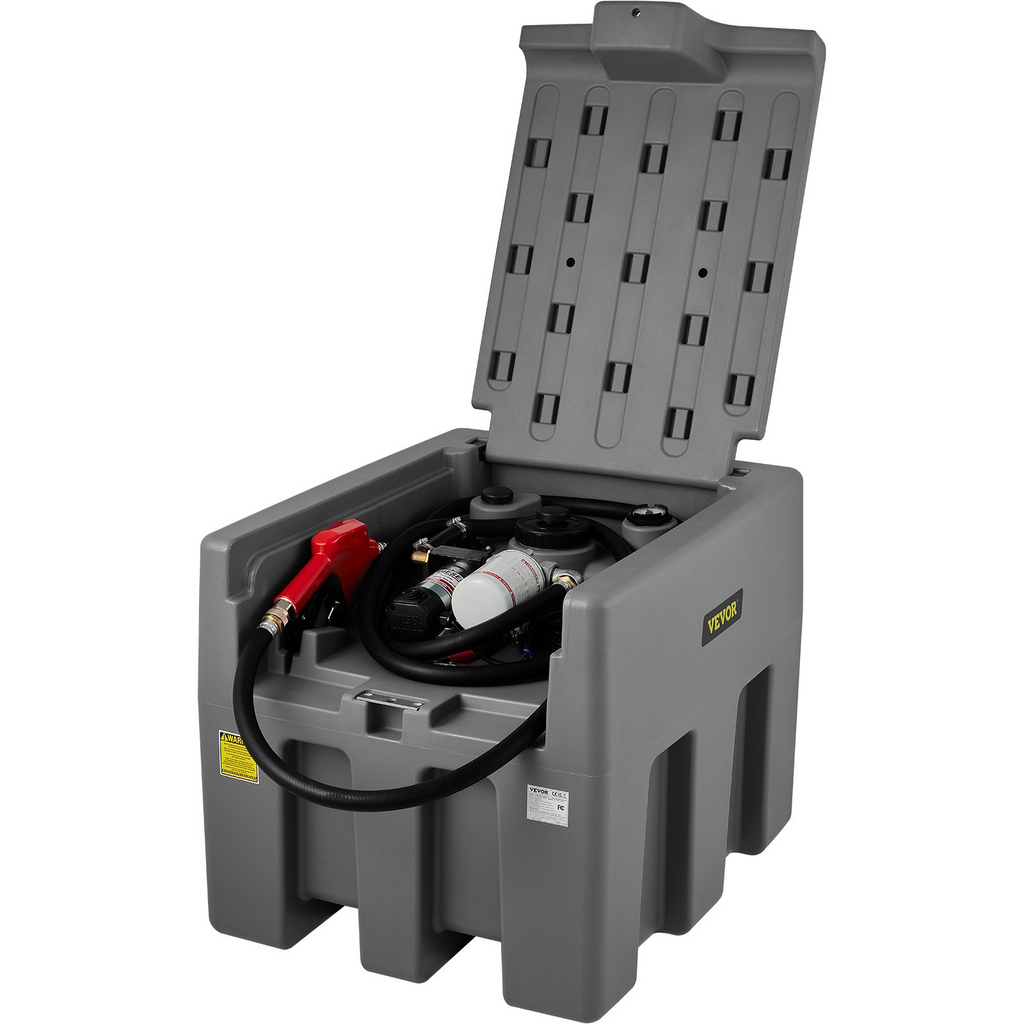 VEVOR Tanque de diésel portátil, capacidad de 58 galones y caudal de 10 GPM, tanque de combustible diésel con bomba de transferencia eléctrica de 12 V y manguera de goma de 13,1 pies, tanque de transferencia diésel