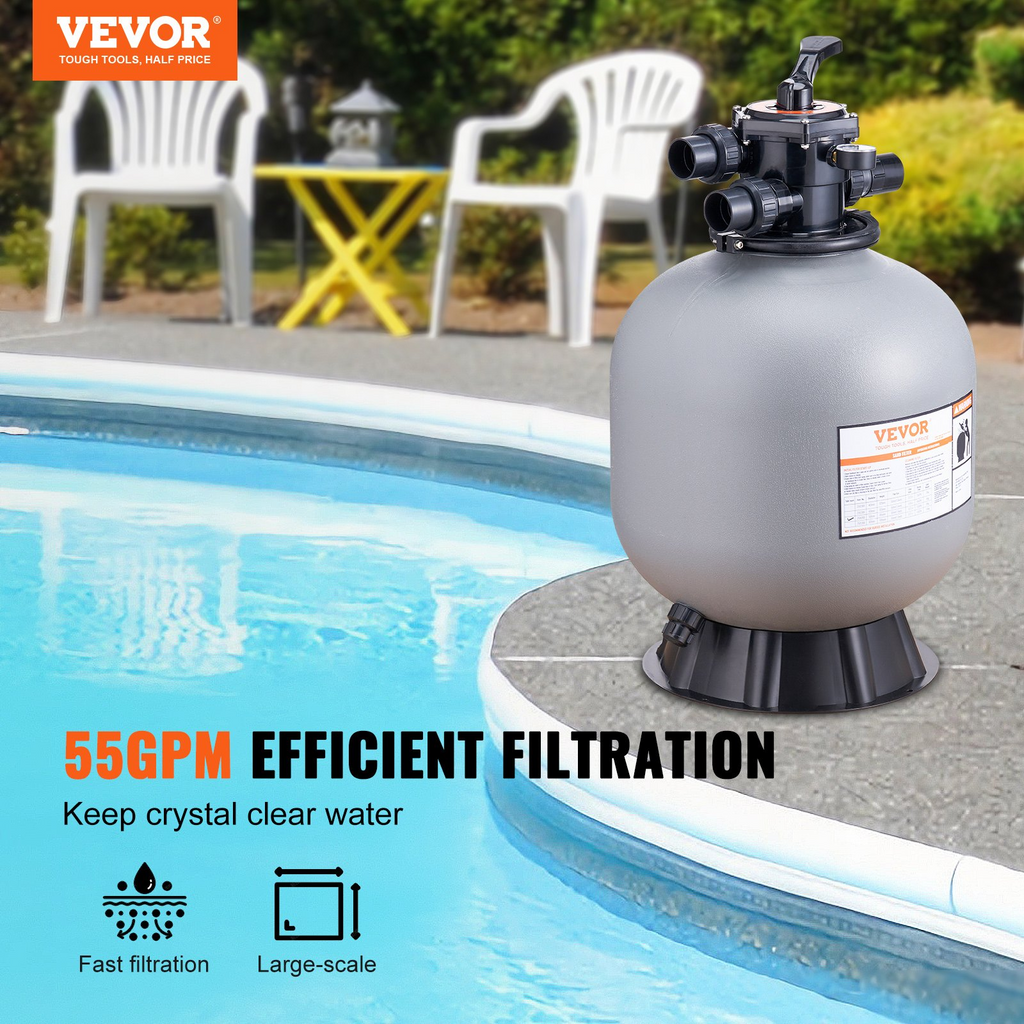 Filtro de arena VEVOR 22 pulgadas caudal de hasta 55 GPM