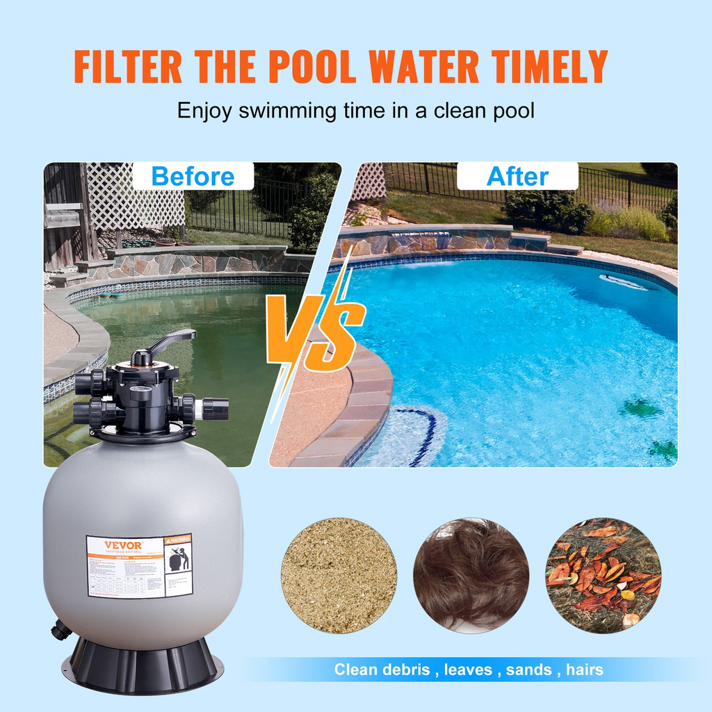 Filtro de arena VEVOR 22 pulgadas caudal de hasta 55 GPM