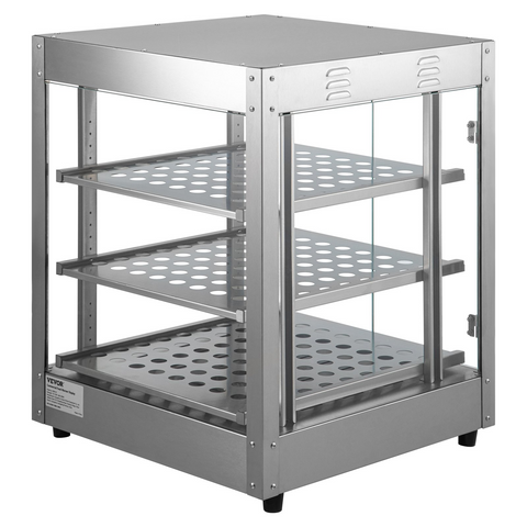 Armario para pizza con encimera y calentador de alimentos comercial de 3 niveles VEVOR con bandeja para agua