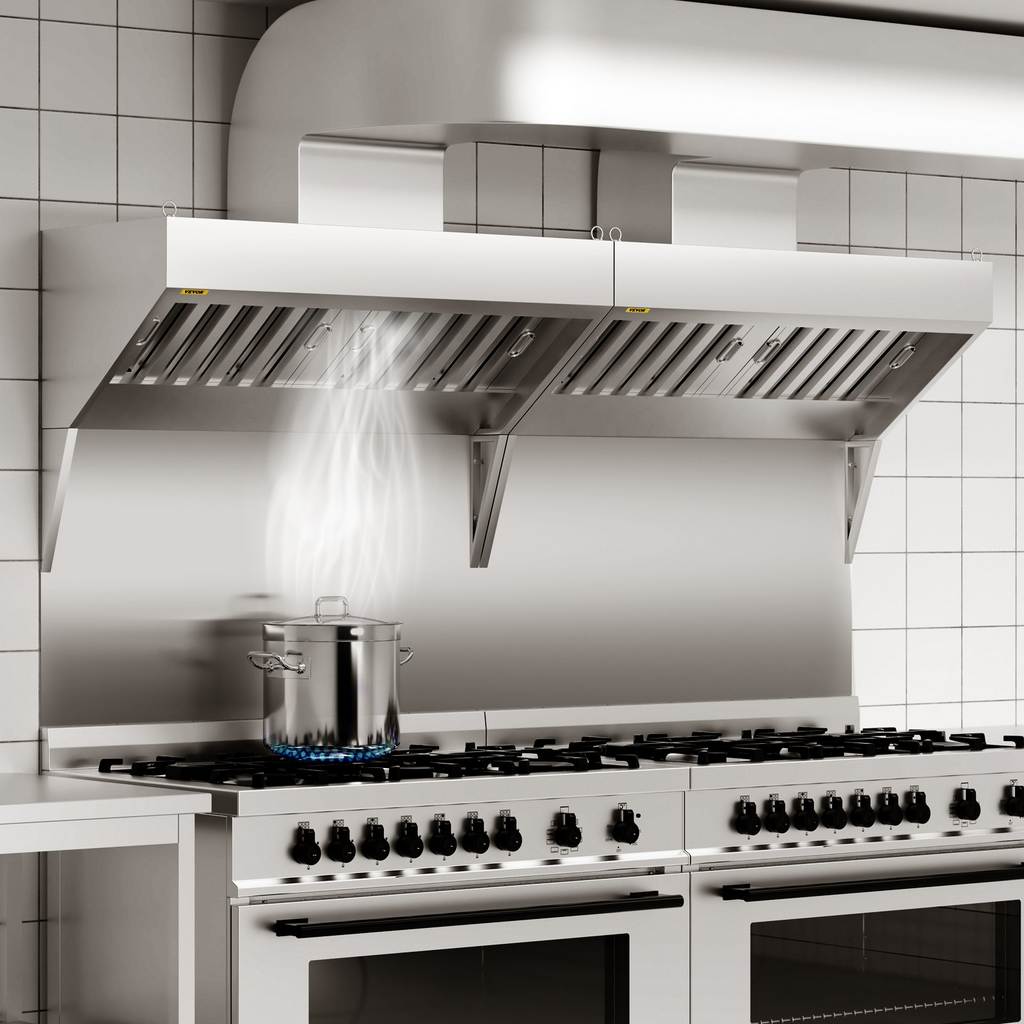 Campana extractora comercial VEVOR de 7 pies para camiones de comida con 3 rejillas de filtro de aceite desmontables en forma de U