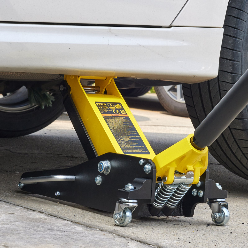 Gato de piso de carreras de acero y aluminio de perfil bajo de 1,5 toneladas VEVOR con bomba doble para elevación de automóviles