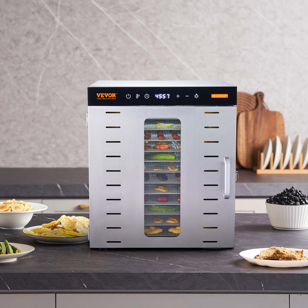 Máquina deshidratadora de alimentos VEVOR 10 bandejas de acero inoxidable