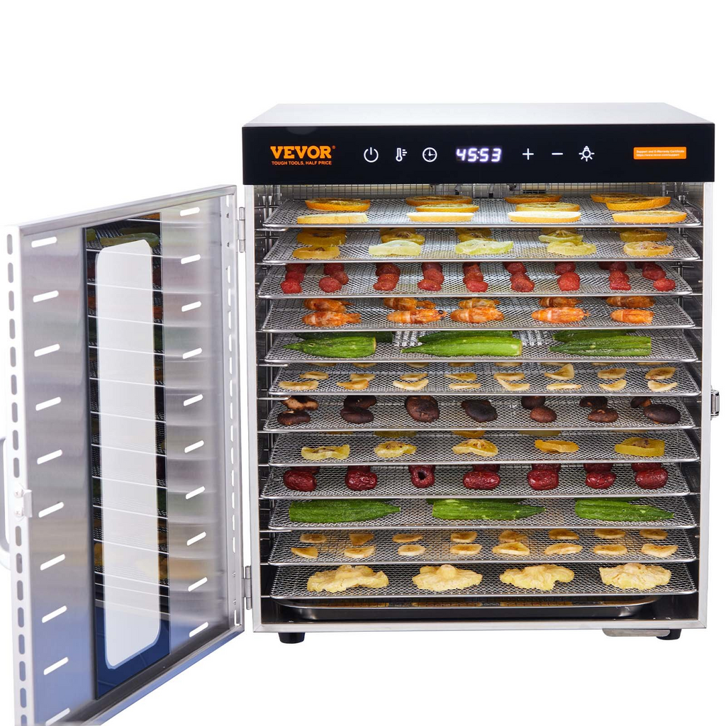 Máquina deshidratadora de alimentos VEVOR 10 bandejas de acero inoxidable