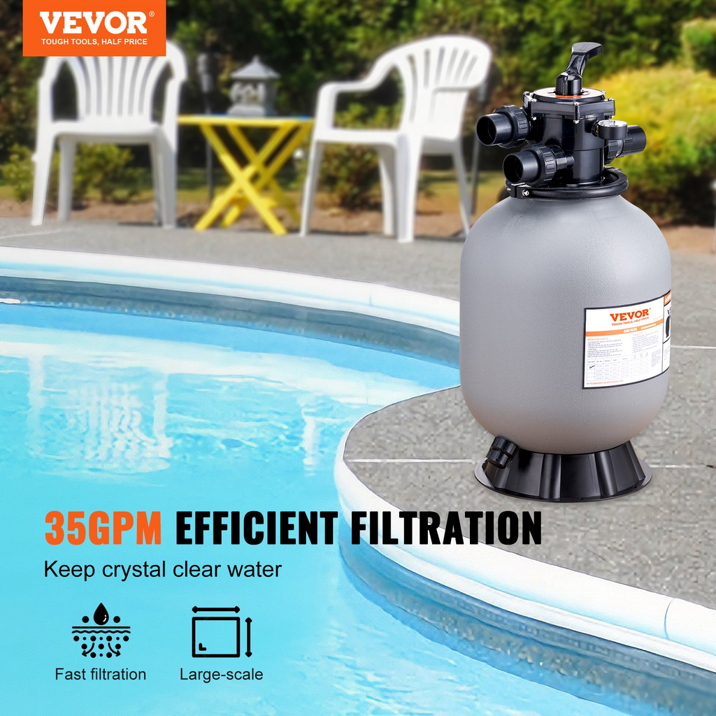 Filtro de arena VEVOR 16 pulgadas caudal de hasta 35 GPM