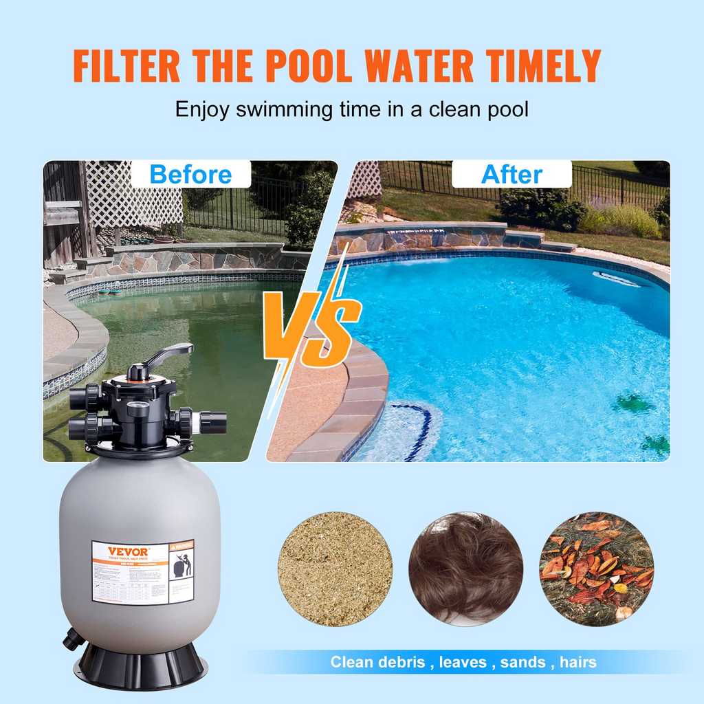 Filtro de arena VEVOR 16 pulgadas caudal de hasta 35 GPM