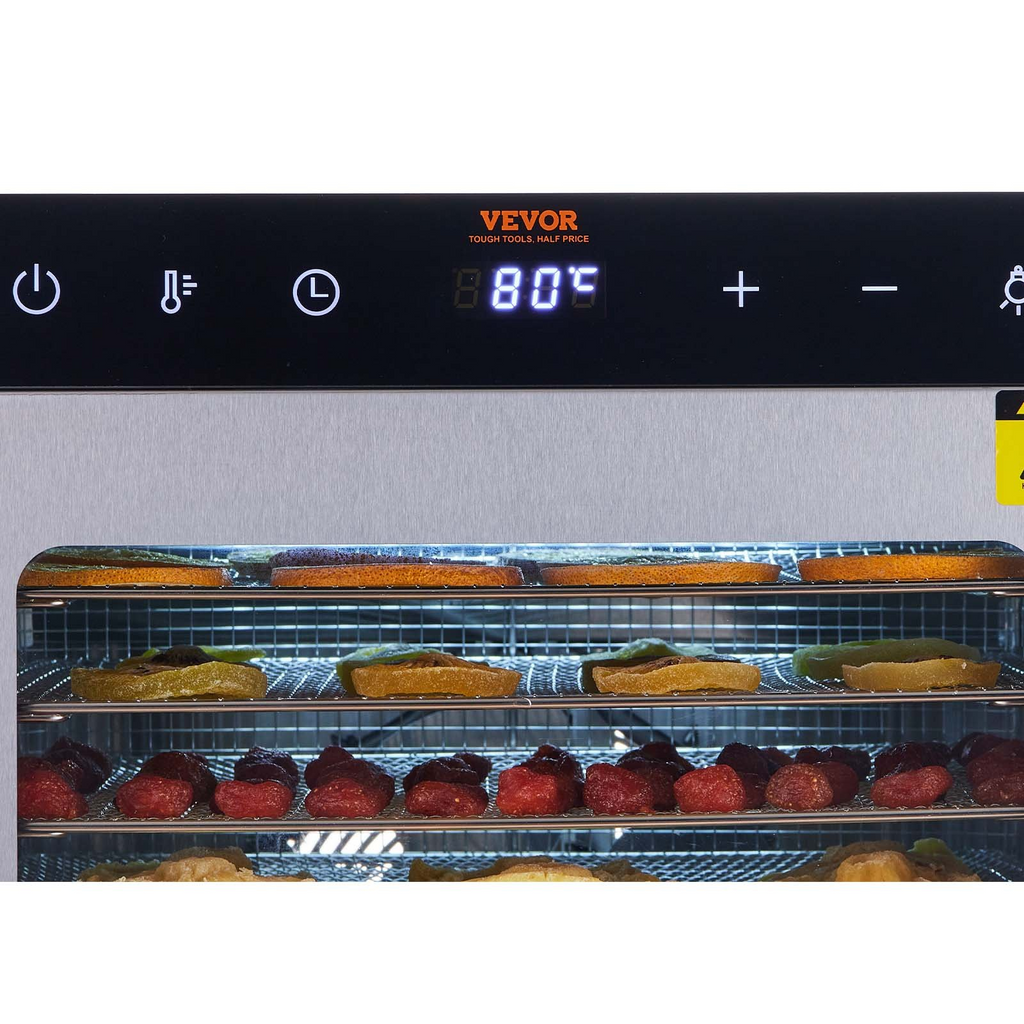 Deshidratador eléctrico de alimentos VEVOR de 800 W 10 bandejas de acero inoxidable